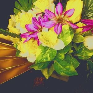 Bouquet of faux flowers